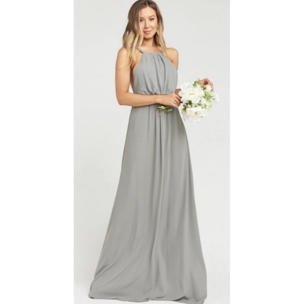 Show Me Your Mumu Amanda Open Back Maxi Dress Soft Charcoal Size Large Wedding